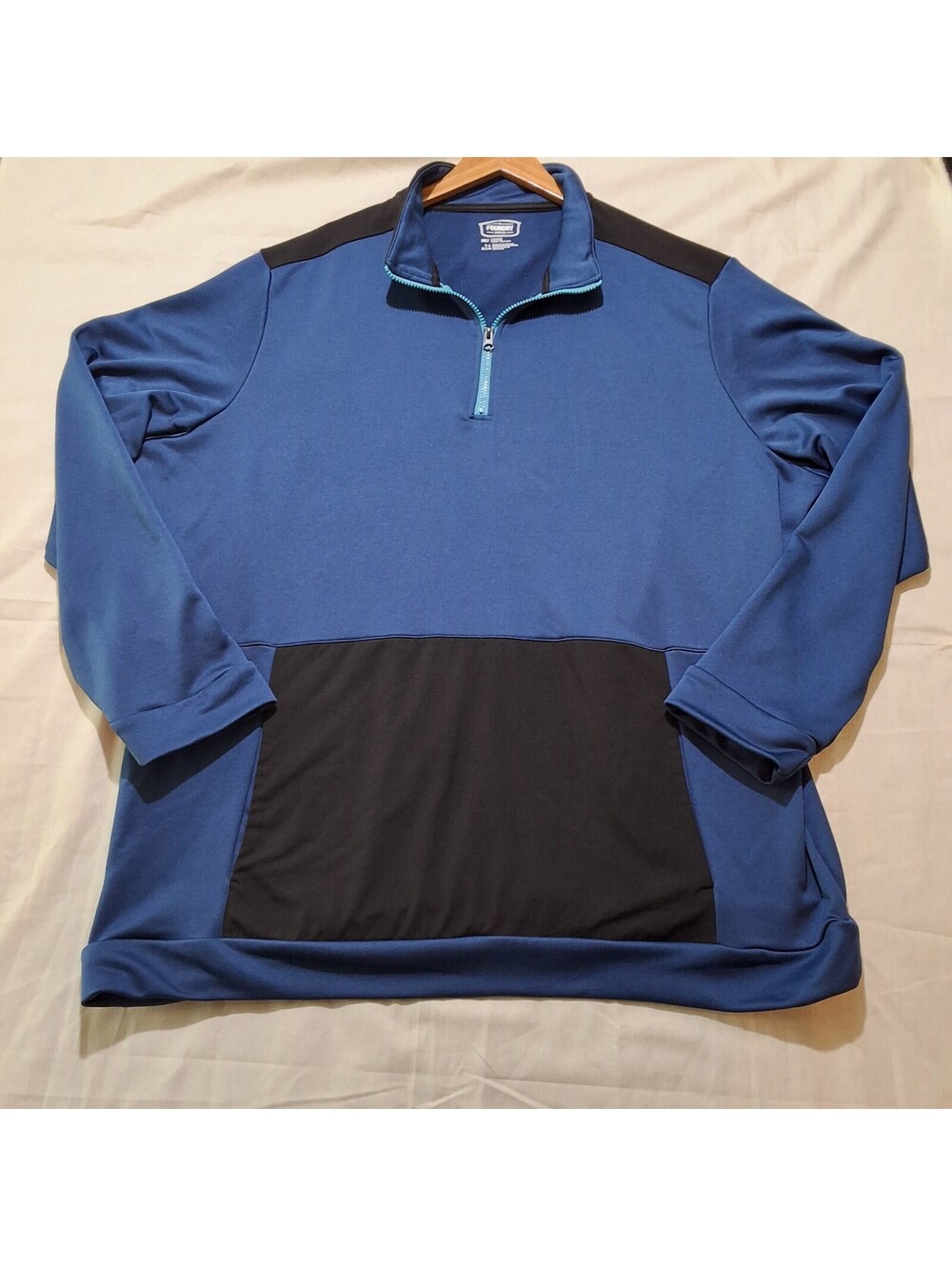 The Foundry Supply Co. Men's Quarter Zip Pullover Sweatshirt 3XLT Blue Black